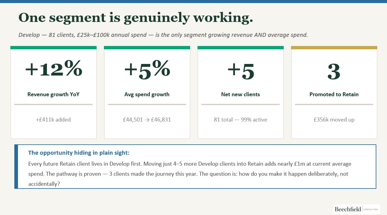 Cracking the Code — year on year revenue movement by segment